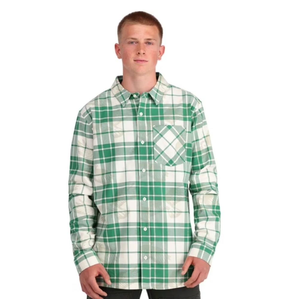 Men's Spyder Creston Flannel Long Sleeve Verdant Green Size L NWT